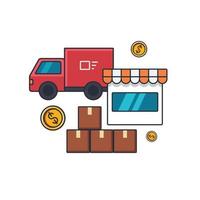 icono delgado coloreado de la colección de la ilustración del vector del concepto de la entrega, del negocio y del transporte del cargo.