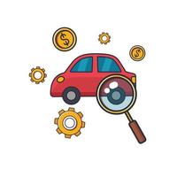 icono delgado de color de colección de la ilustración de vector de concepto de comprobación de coche, motor, precios, negocios y finanzas.