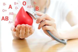 Doctor hands holding a red blood photo