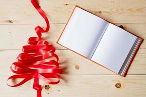 Ribbon christmas tree and note book photo
