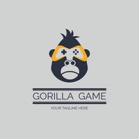 diseño de plantilla de logotipo de controlador de juego de cabeza de gorila para marca o empresa y otros vector