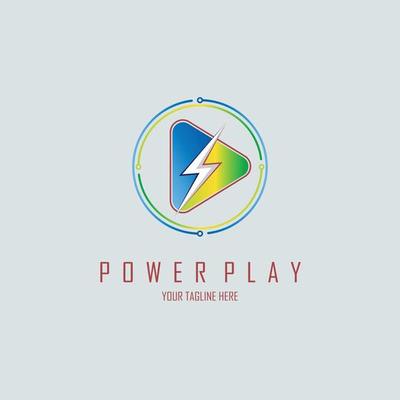 power play triangle logo template design for brand or company and other