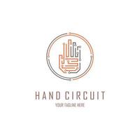 Hand circuit logo line style modern design template for brand or company and other vector