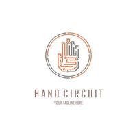 plantilla de diseño moderno de estilo de línea de logotipo de circuito de mano para marca o empresa y otros vector