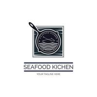 seafood kichen restaurant logo template design for brand or company and other vector