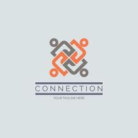 people team work connection logo design template for brand or company and other vector