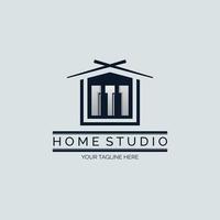 Home Studio Piano tuts music studio letter M logo design template for brand or company and other vector