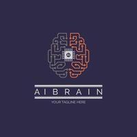 Brain AI Integrated Circuit microchip CPU ai smart chip logo design template for brand or company and other