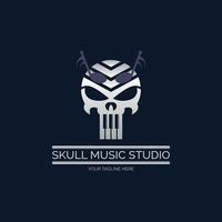 Skull Piano tuts music studio logo design template for brand or company and other vector