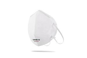 Medical mask N95 for protection corona virus and pm 2.5 with rubber ear straps to cover the mouth and nose isolated on white background photo