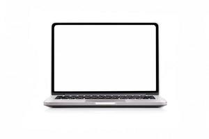 Laptop computer with blank screen isolated on white background photo