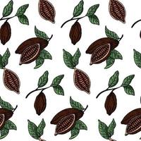 Hand drawn chocolate cocoa beans vector seamless pattern. Chocolate design hand drawn background on white background in sketch style