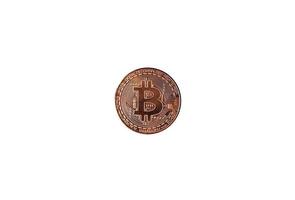 Bitcoin crypto currency isolated on white background. photo