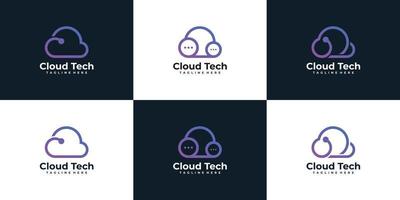 Set of technology cloud logo design collection connection communication digital vector