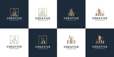 Set of gold architecture logo corporate collection vector