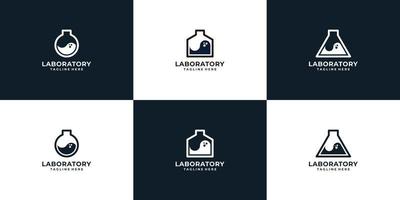 conjunto de logotipo de ciencia de laboratorio vector