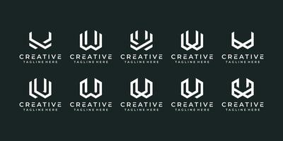 Set of creative letter w logo vector
