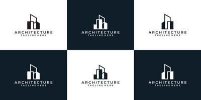 conjunto de concepto de diseño de logotipo de construcción de arquitectura vector