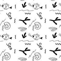 underwater life hand drawn seamless pattern vector