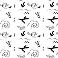 underwater life hand drawn seamless pattern vector