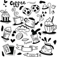 a set of coffee hand drawn element vector