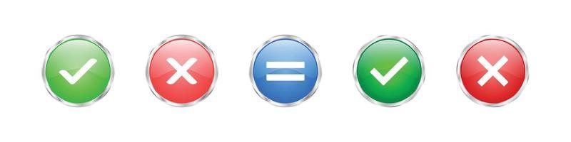 Set of circle shaped check, cross and equal mark button - EPS10