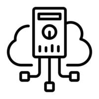 A customizable linear icon of cloud server vector