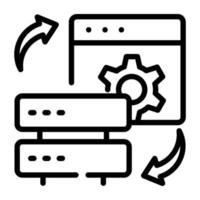 Unique linear icon of database control vector