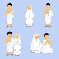 conjunto de pareja de colección y personaje de hajj individual vector