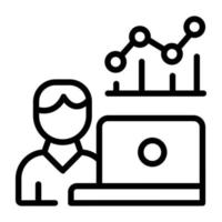 Get this linear icon of data analyst vector