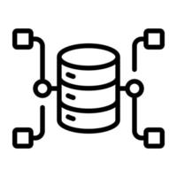 Creatively designed linear icon of shared database vector