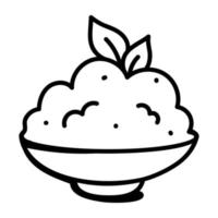 An editable hand drawn icon of rice bowl vector