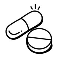 A hand drawn icon of pills vector