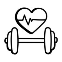An editable hand drawn icon of fitness vector