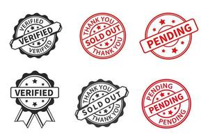 verified, sold out, pending stamp grunge set. sign with modern design. vector