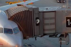 Parked airplane in the airport photo