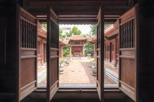 Open old wooden door photo