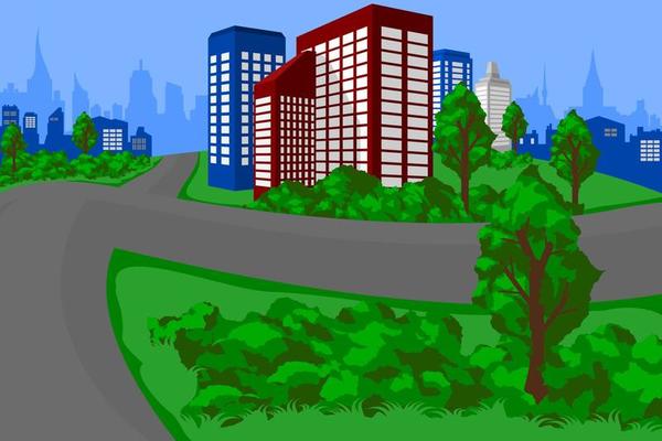 Editable Vector of City Landscape with Green Environment for Urban Life Environment Related Illustration