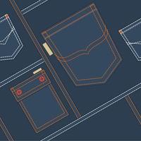 Editable Jeans Pocket Vector Illustration Seamless Pattern for Creating Background