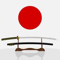 ilustración de vector de espada japonesa katana editable para viajes de turismo y educación histórica o cultural