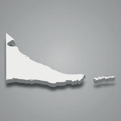 3d isometric map of Tierra del Fuego is a province of Argentina