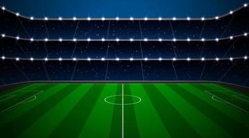 Soccer stadium with green field. vector