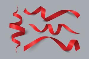 conjunto de cinta roja, uso de elementos de plantilla para tarjeta de aniversario, tarjeta de presentación o celebración, ilustración de elemento de diseño vectorial. vector