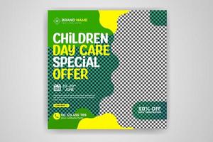 Children Day Care School Admission Banner Social Media Post Template Design Pro Download vector