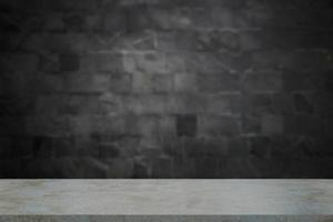 Marble shelves isolated on blurred black stone wall background, For product display photo