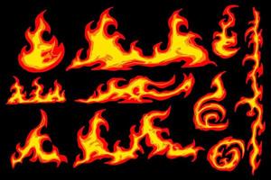 Set of anime fire Stock Vector