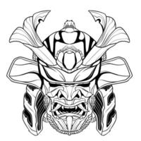 Samurai illuatration head art line vector