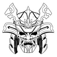 Samurai illuatration head art line vector