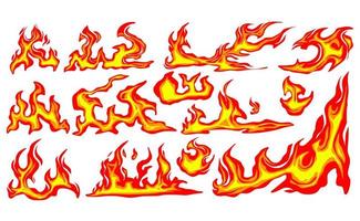 conjunto de elementos de dibujos animados de fuego vector clipart