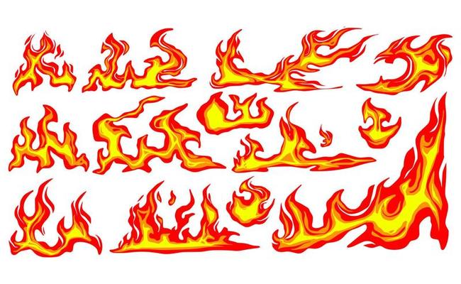 Fire cartoon element set clipar vector